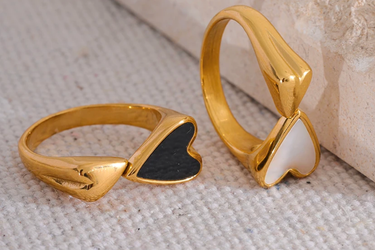 "BLACK SHELL" 18ct Gold Plated Stacking Ring