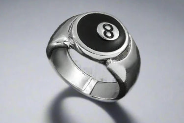 "Black 8" Adjustable Mens Ring - Couple Jewels