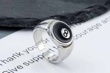 "Black 8" Adjustable Mens Ring - Couple Jewels