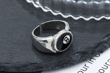 "Black 8" Adjustable Mens Ring - Couple Jewels