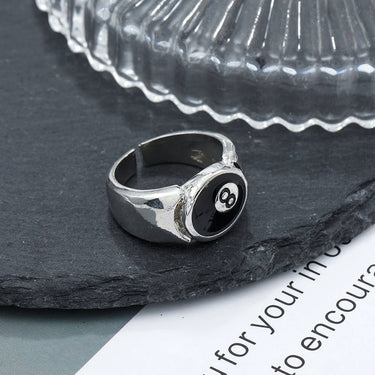 "Black 8" Adjustable Mens Ring - Couple Jewels