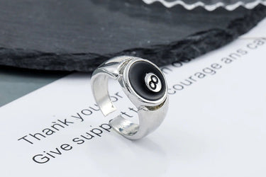 "Black 8" Adjustable Mens Ring - Couple Jewels