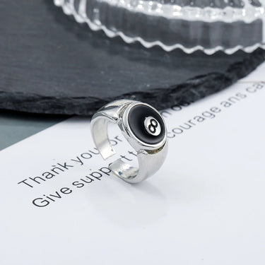 "Black 8" Adjustable Mens Ring - Couple Jewels