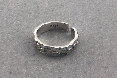 "META" 925 Sterling Silver Adjustable Mens Ring