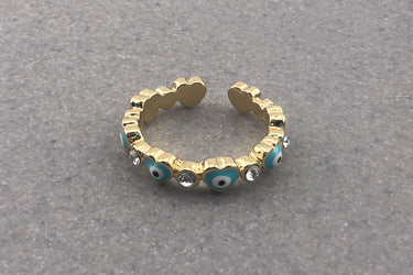 "EYES" 18ct Recycled Gold Plated Adjustable Ring