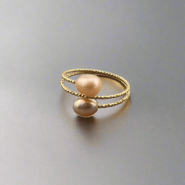 "DOUBLE PEARL" 14ct Gold Plated | Pearl Ring - Couple Jewels