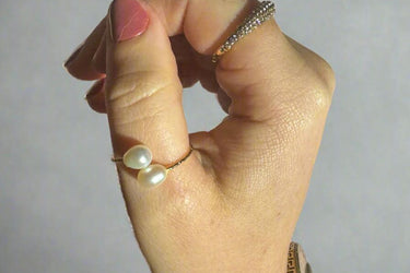 "DOUBLE PEARL" 14ct Gold Plated | Pearl Ring - Couple Jewels