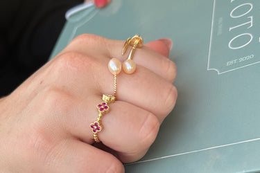 "DOUBLE PEARL" 14ct Gold Plated | Pearl Ring - Couple Jewels