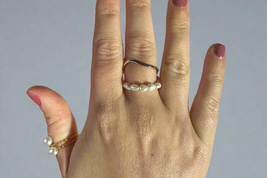 "DOUBLE PEARL" 14ct Gold Plated | Pearl Ring - Couple Jewels