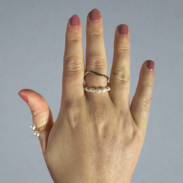 "DOUBLE PEARL" 14ct Gold Plated | Pearl Ring - Couple Jewels