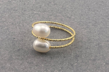 "DOUBLE PEARL" 14ct Gold Plated | Pearl Ring