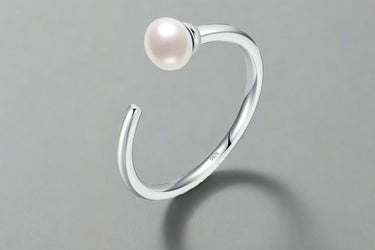 "ELEGANT" Natural Pearl 925 Sterling Silver Adjustable Stacking Ring - Couple Jewels