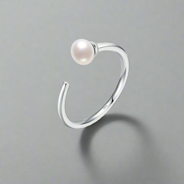 "ELEGANT" Natural Pearl 925 Sterling Silver Adjustable Stacking Ring - Couple Jewels