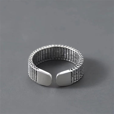 "ELEMENTAL" 925 Sterling Silver Adjustable Mens Ring - Couple Jewels