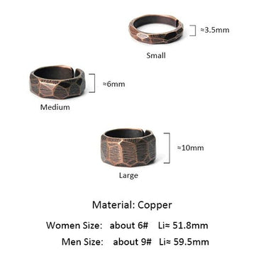 "ELITE" Hand Carved Solid Pure Copper Healing Ring - Couple Jewels