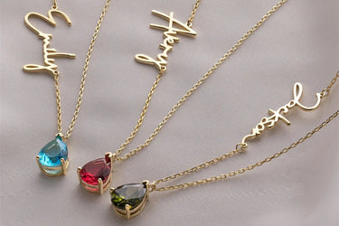 Personalized Birthstone Name Necklace - Couple Jewels