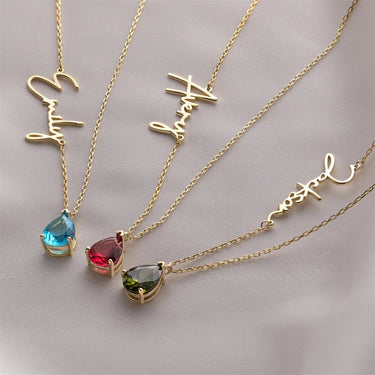 Personalized Birthstone Name Necklace - Couple Jewels