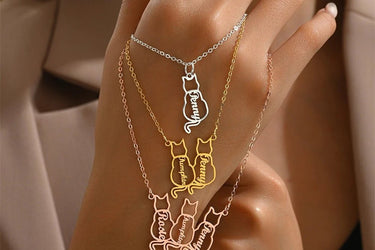 Personalized Cat Necklace "Pet Name" - Couple Jewels