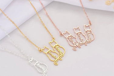 Personalized Cat Necklace "Pet Name" - Couple Jewels