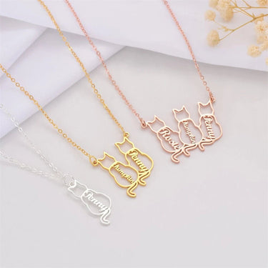 Personalized Cat Necklace "Pet Name" - Couple Jewels