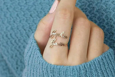 Personalized Custom Name Ring | Adjustable Couple Promise Rings - Couple Jewels