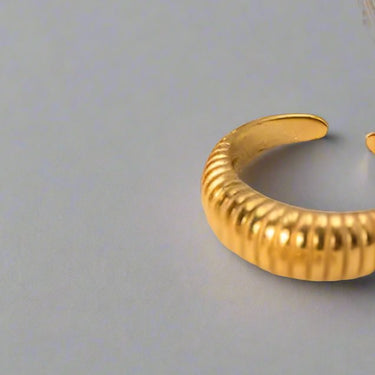 "RIDGE" 18ct Plated Gold Adjustable Plated Stacking Ring - Couple Jewels