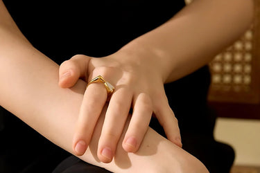 "SHELL" 18ct Gold Plated Adjustable Stacking Ring - Couple Jewels