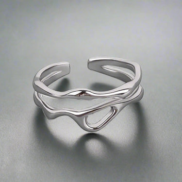 "STORM" 925 Sterling Silver Adjustable Stacking Ring - Couple Jewels